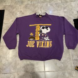 VTG 90s Peanuts Joe Snoopy Schulz  NFL Minnesota Vikings Sweatshirt SZ XL