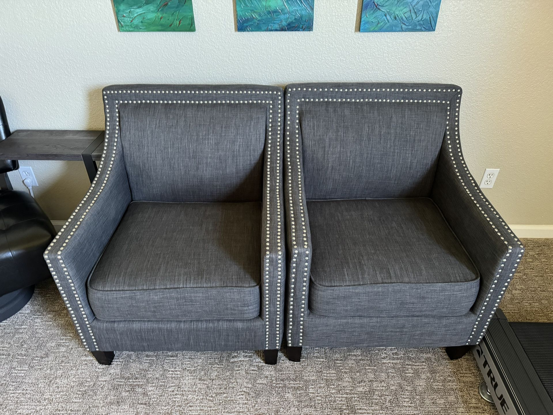 Gray Accent Chairs-Selling As Pair
