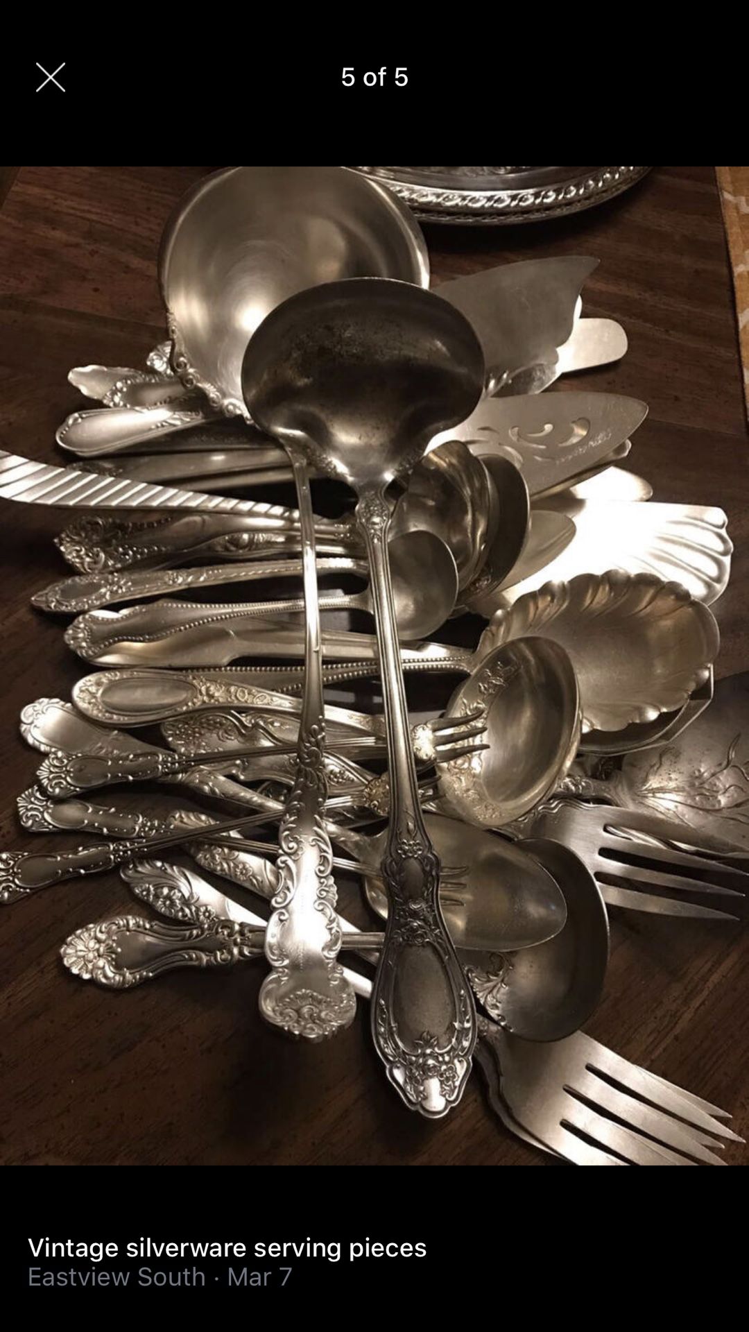 Vintage silverplated silverware and serving pieces