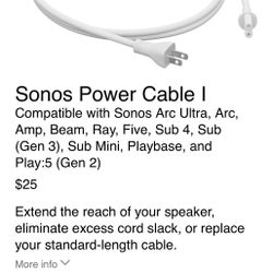 Sonos Power Cable White