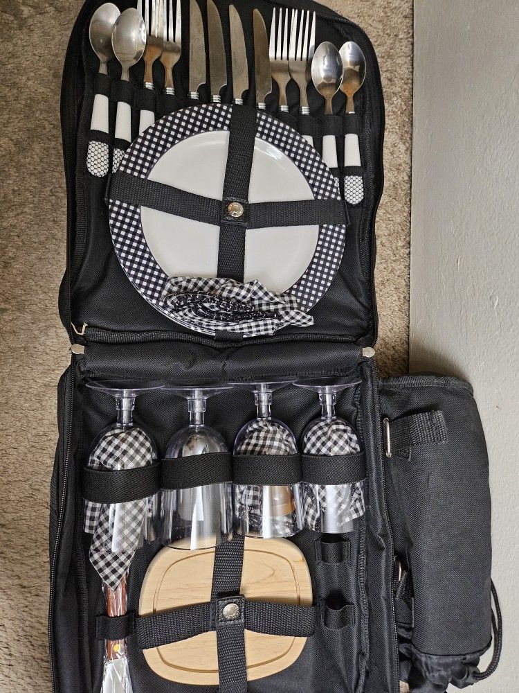 Picnic Gingham Set Backpack (read description)