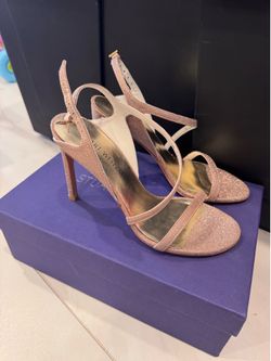 NEW Stuart Weitzman Sensual Glitter Sandals 6.5 - Gold Glitterati w/ Box