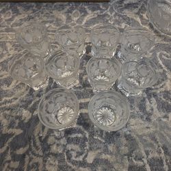 Set Of 8 Fostoria Coin Glass 8 Ounce Cups Eagle Torch Design 