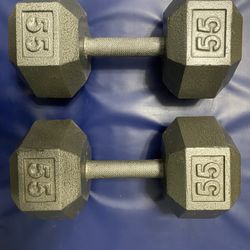 Set Of 55lb Dumbbells.