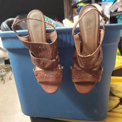 Women's Brown Leather Heels- Size 10