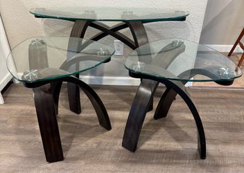 Modern Glass Coffee Table Set – 3 Piece (Coffee + 2 End Tables)