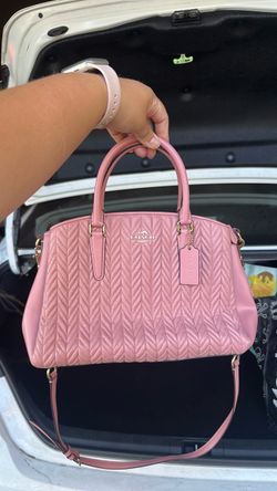 Coach Pink Quilted Leather Satchel Handbag