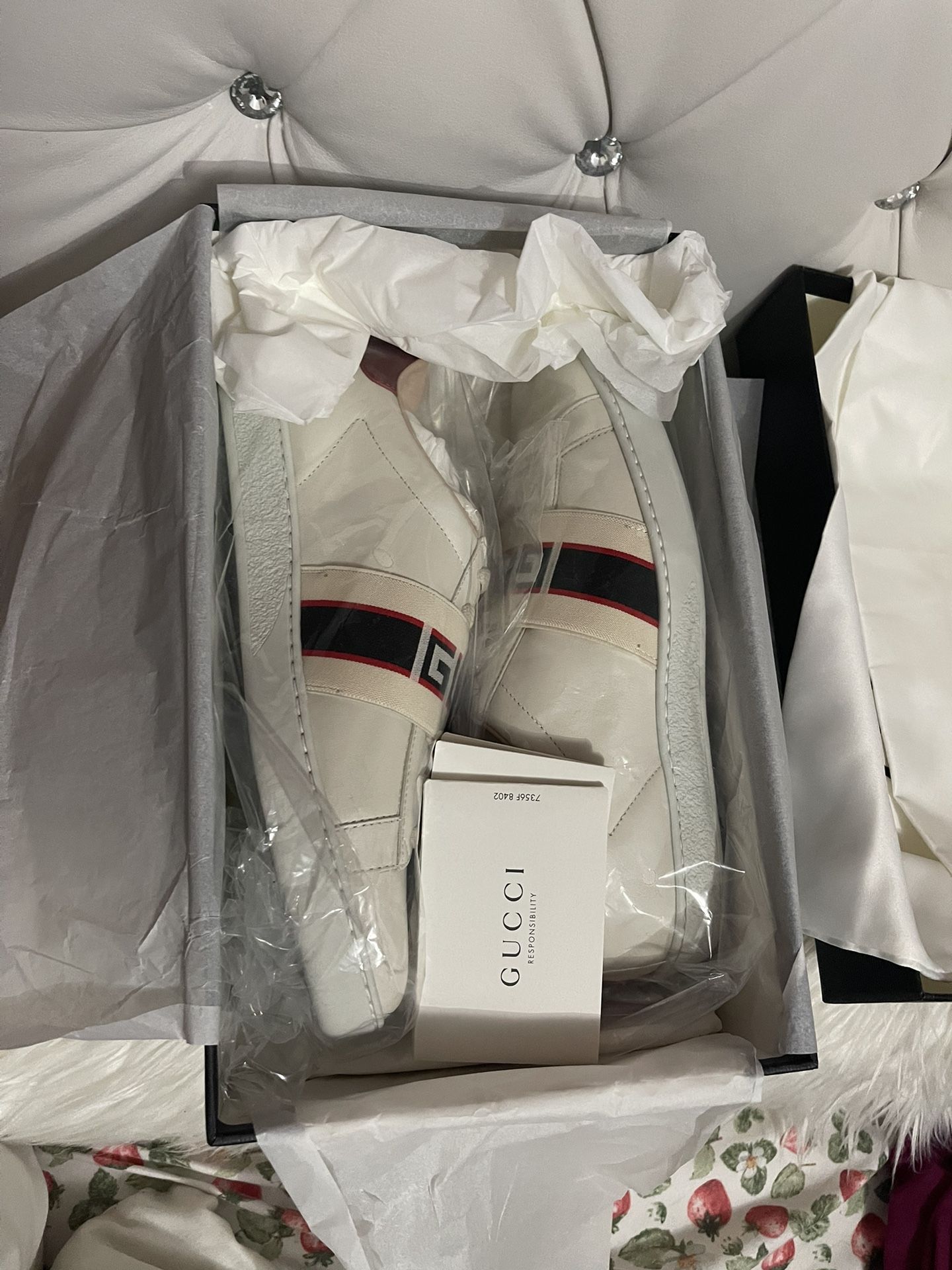 Gucci Ace Sylvie Stripe Sneakers Womens 38.5