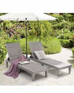 C） Nestl Lounge Chair Outdoor, Tanning Chair, Chaise Lounge Outdoor Set of 2 5 Adjustable Positions, Waterproof & Weatherproof Resin, Reclining & Ligh