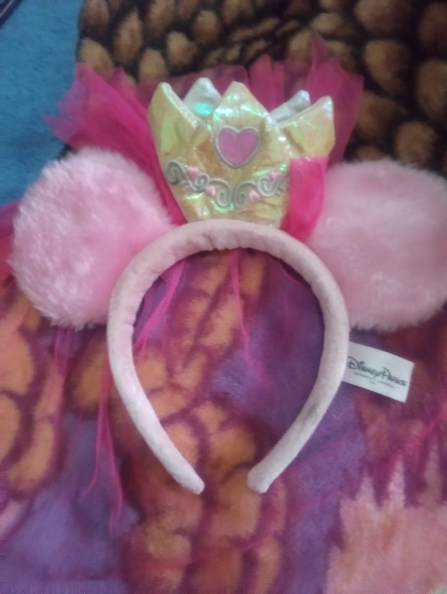 Disney Parks Minnie Mouse Ears Pink Princess With Veil