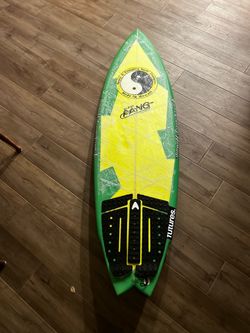 Twin and Country twin fin fish surfboard