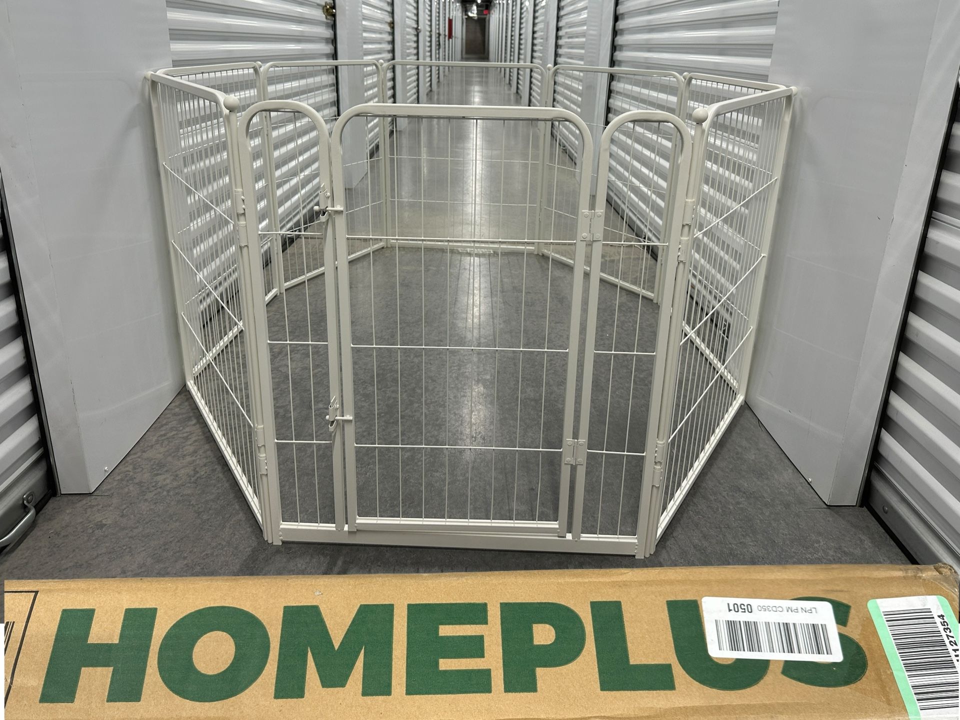 New FXW Homeplus Adjustable Dog PlayPen 8 Panels 32" High White Metal Door Collapsiblet