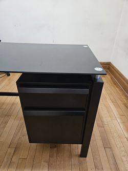 Black Office Table (glass top)