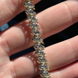 10k Yellow Gold Tennis Style Diamond Bracelet
