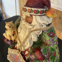 Carved Santa W/ Cat