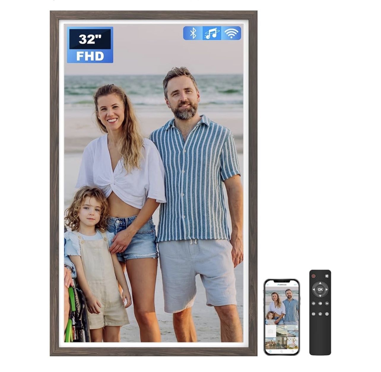 Arktronic 32in Digital Photo Frame Full HD 64GB Bluetooth Wi-Fi Auto Rotate