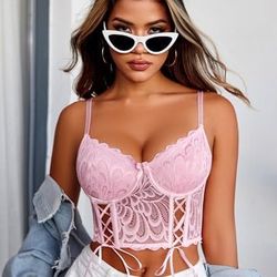 Women's Lace Bralette, Underwire Corset Top, Cropped Top