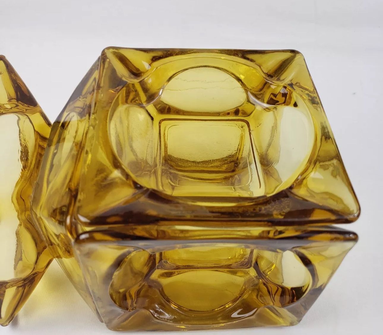 MCM 6 Amber Glass Ashtray Vase Candle Holder /  Vase Mid Century Modern Handmade