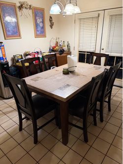 7 Piece Faux Marble Dinning Table
