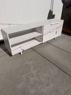 White Modern TV Stand Media Console with Drawers