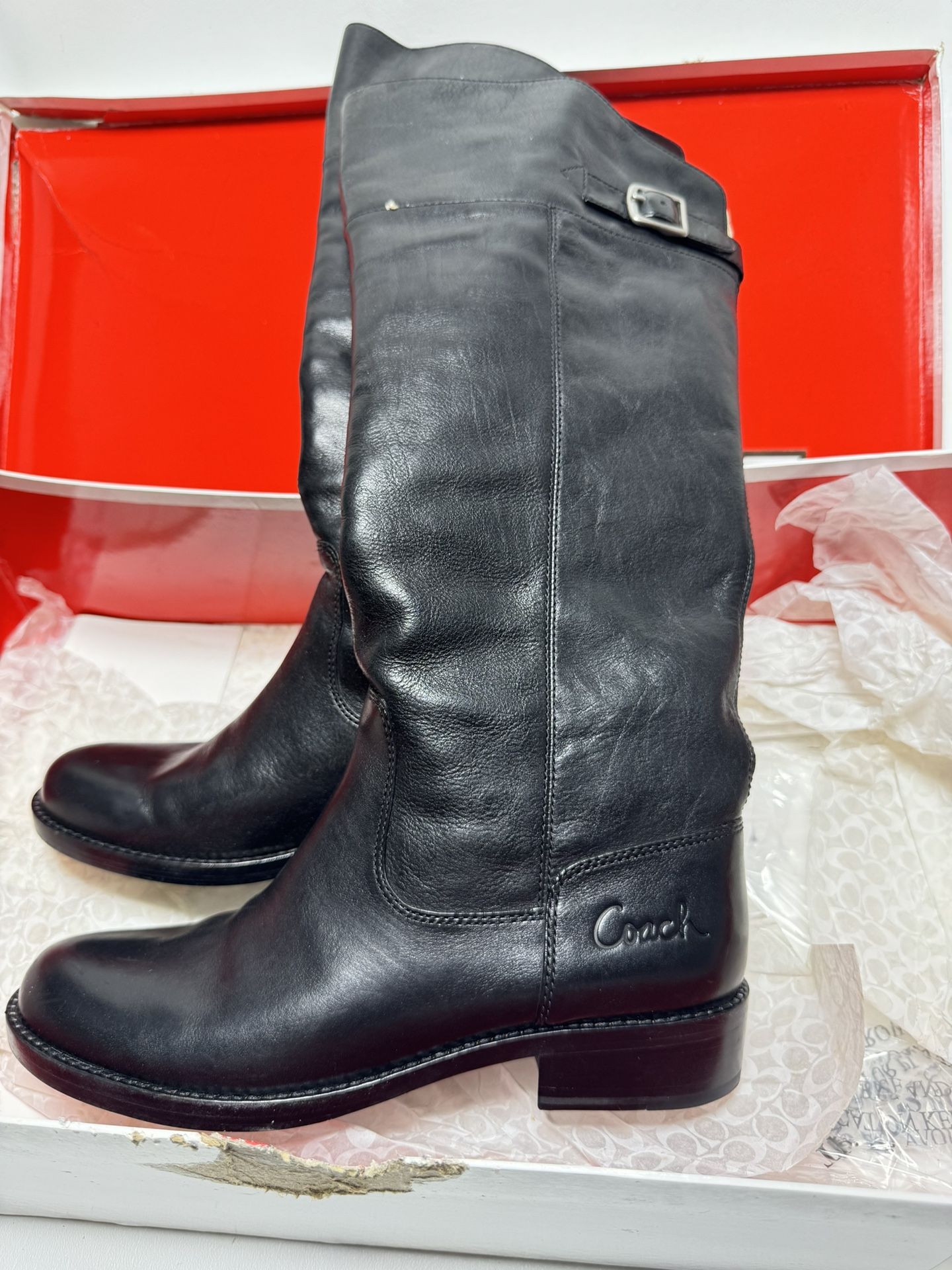 Coach Black Leather Boots Size 9