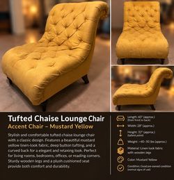 Mustard Yellow Tufted Chaise Lounge Chair – Elegant Accent Furniture ( NEED TO GO ASAP )