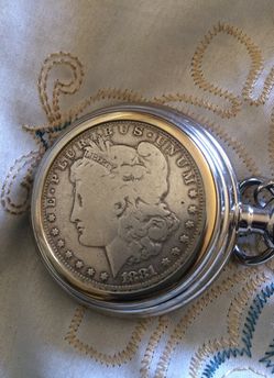 1881 Morgan Silver Dollar (minted in New Orleans ) on a Colibri pocket watch