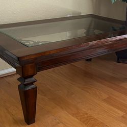 Ethan Allen Wood and Glass Coffee Table