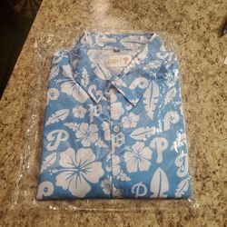 Chevrolet Philadelphia Phillies Giveaway Hawaiian SS Button Shirt Blue Mens XL