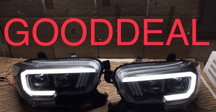 *LED-MODEL ONLY* #OH27 FIT 2016-2022 Toyota Tacoma Black LED Switchback Halogen Headlight Head Light Pair Set (LED DRL MODELS ONLY)