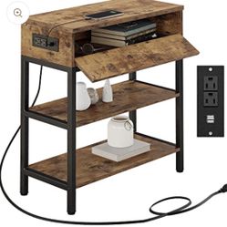Side Table With Charging Station