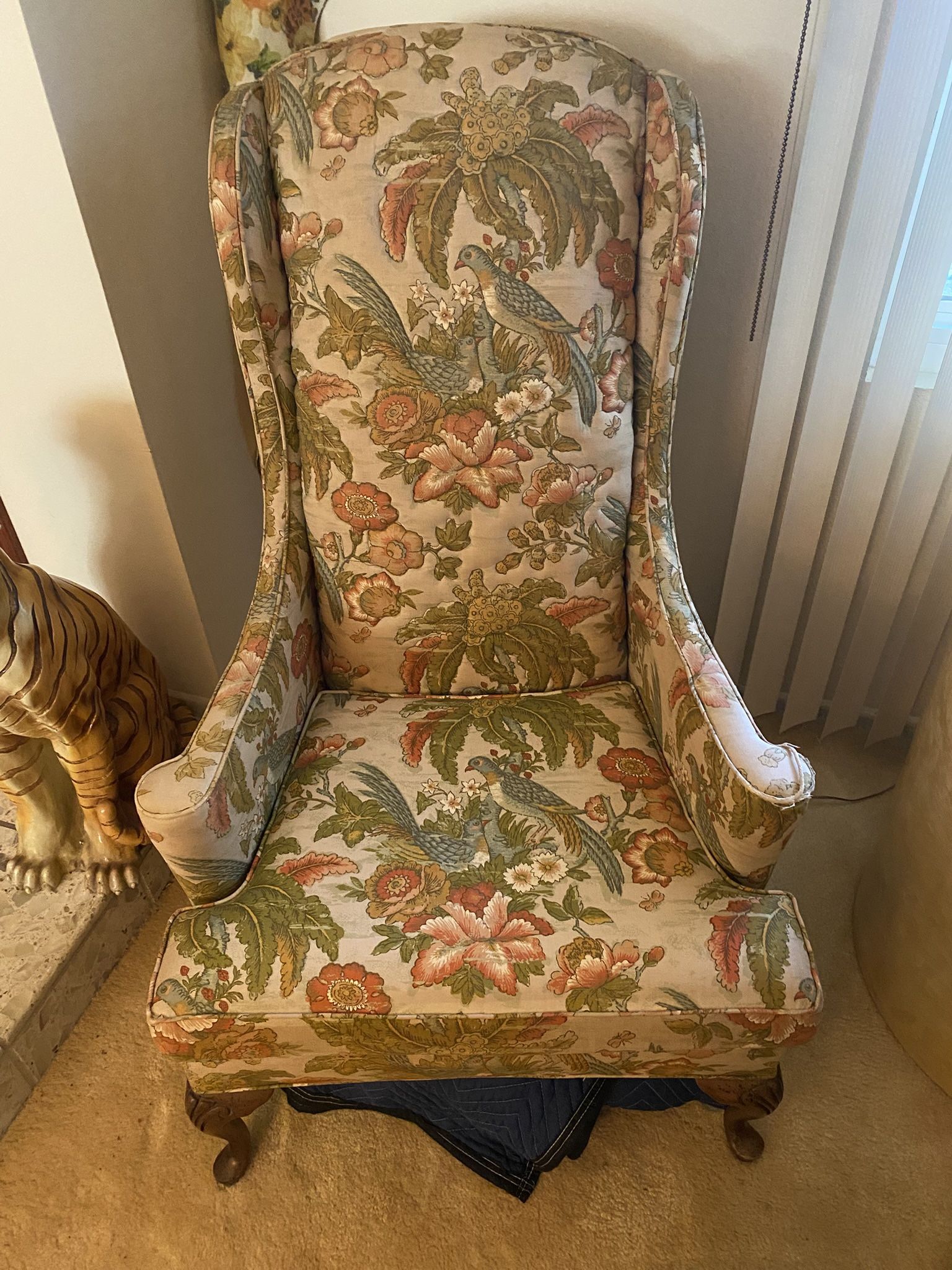 Vintage Floral Wingback Chair
