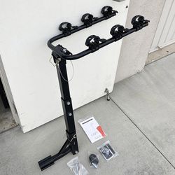 (NEW) $65 Tilt Folding 3-Bike Mount Rack Bicycle Carrier 2” Hitch 110lbs Max w/ No-Wooble U Bolt & Straps 