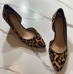 Franco Sarto Leopard Print Wedge Heels – Size 8.5M – Pointed Toe D’Orsay Pumps