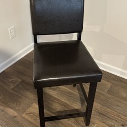 Set of 3 Dark Brown Counter-Height Chairs – Faux Leather
