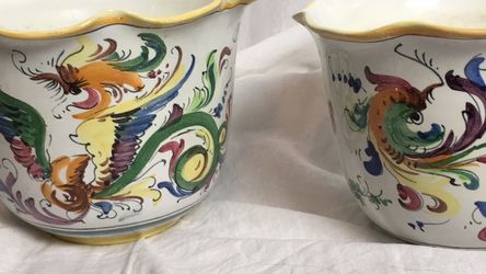 Italian hand painted pots