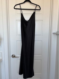 Long black satin dress (NWT)
