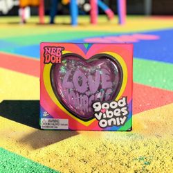 Schylling NeeDoh Purple Good Vibes Only Love Yourself Glitter Heart NEW