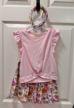 New! btween 2PC Floral Outfit w/ Matching Headband *Size 6