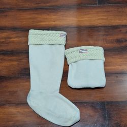 Women's Hunter Tall Boot Socks, Cream Color Fits Size ML 8-10