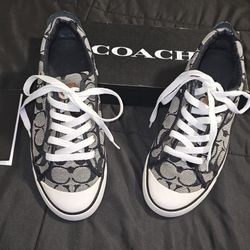 Coach Signature Jacquard Low-Top Sneakers Women’s Size 6 Black/White Box