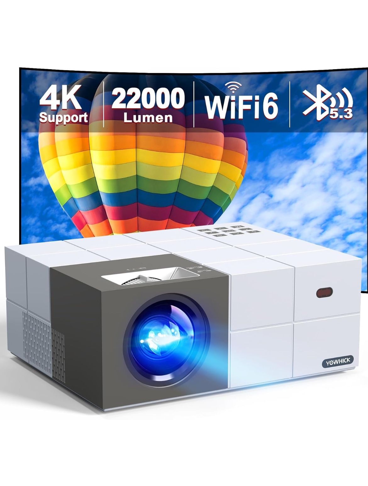4K Projector with WiFi 6 and Bluetooth 5.3, 22000L