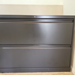 Gray Metal Filing Cabinet with Keys