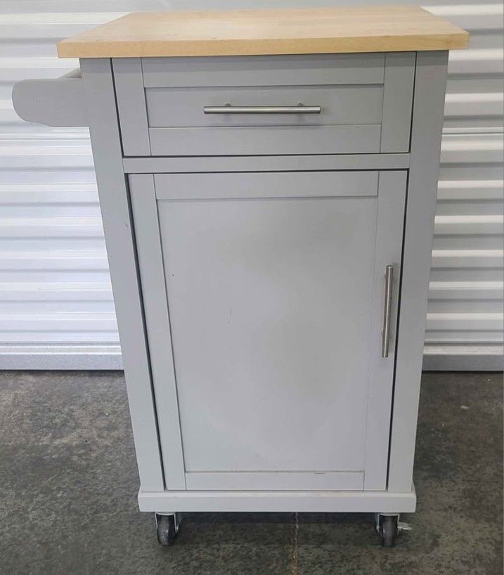 Gray Wood Kitchen Cart Island