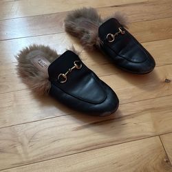 Gucci Princetown fur shoes