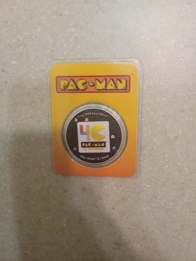 2020 Pac-Man Colorized 1 Oz 999 Silver Coin 