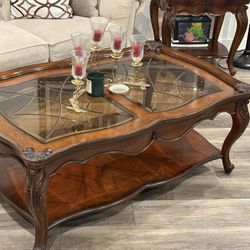 Center Wood Table With 2 End Tables 