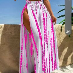 Tie Dye 3 Pieces Set Bikini High Cut With Split Size Medium Large Xl 