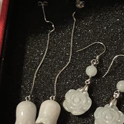 White Jade Earrings 