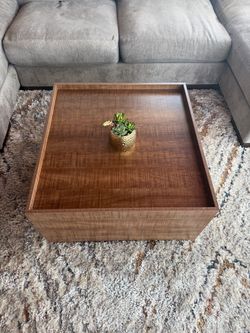 Wood Coffee Table With Pull-Out Storage